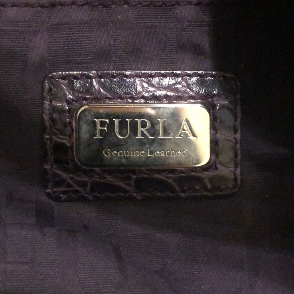 Furla authentic handbag brown crocodile hobo bag